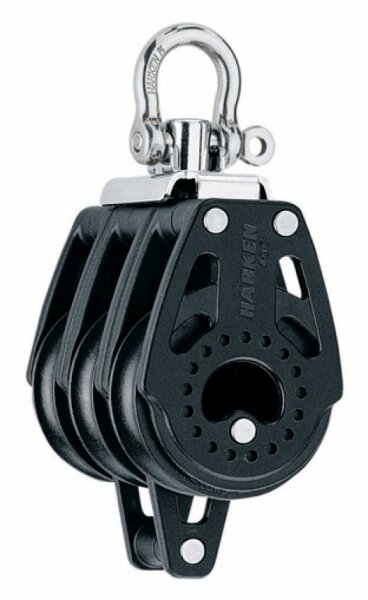 Harken 40mm Dreifach Carbo Block mit Wirbel und Hundsfott