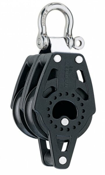 Harken 40mm Carbo Doppelblock mit Hundsfott fixiert